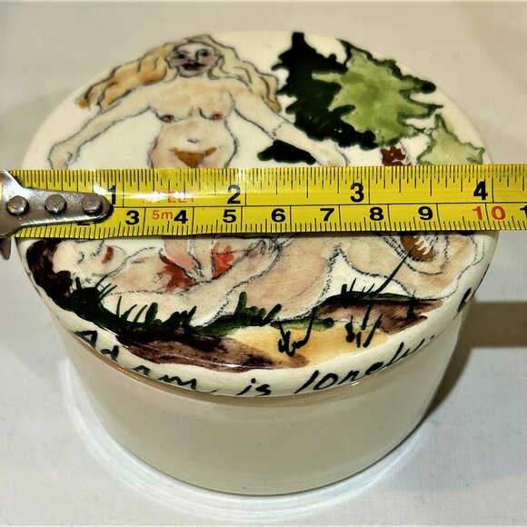 Vintage DeForest Hand Painted Adam and Eve Trinket Box Signed Dated 2003 - Picture 4 of 10